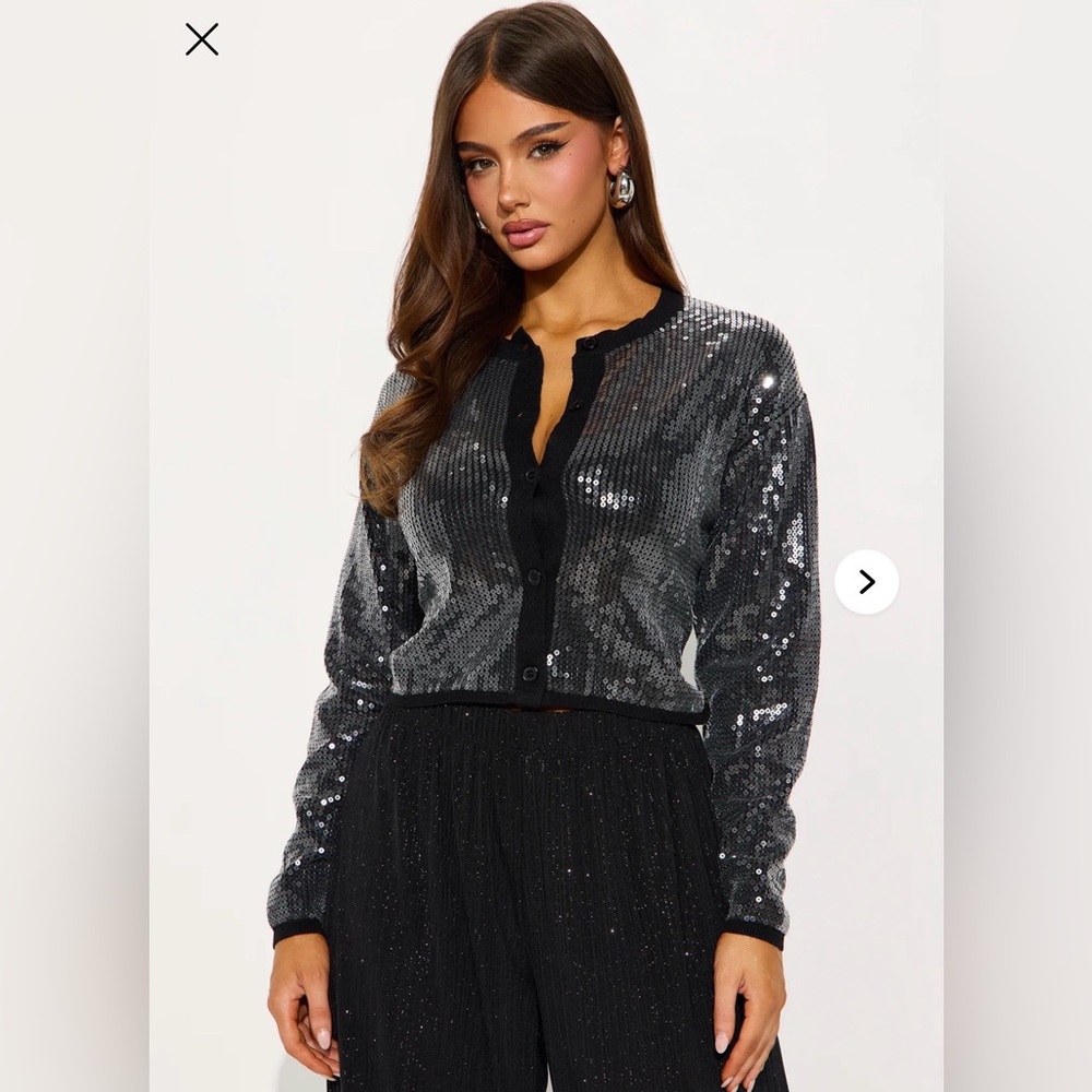 Fashion Nova - Black Sequin Cardigan - L
